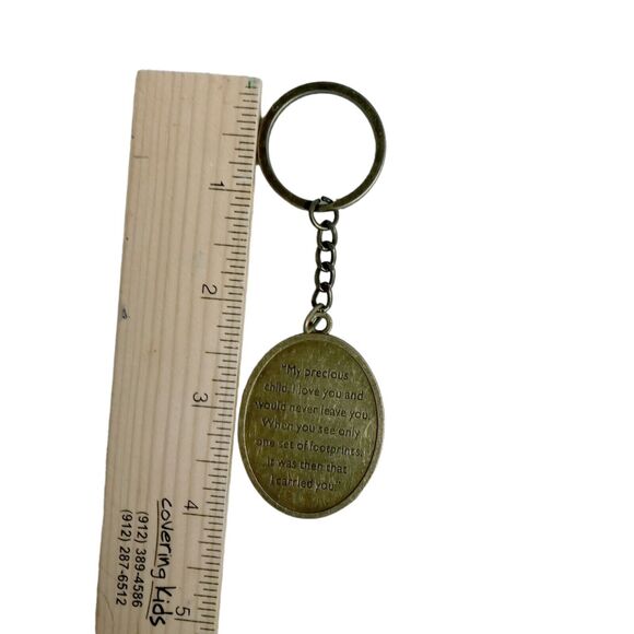 👣Footprints in the Sand Christian Keychain Bronze Blue Accent 👣 - Picture 5 of 7